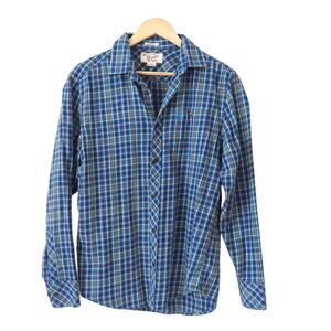 Penguin Mens Shirt Size Medium Long Sleeve Blue Plaid Button Down Flannel Soft